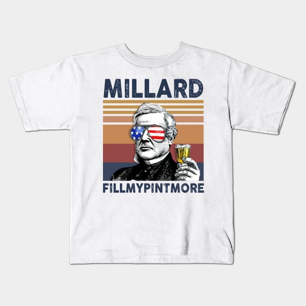 Millard Fillmypintmore US Drinking 4th Of July Vintage Shirt Independence Day American T-Shirt Kids T-Shirt by Krysta Clothing